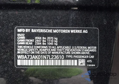 2022 BMW 228 Gran Coupe I xDrive z USA, uszkodzony, nr VIN WBA73AK01N7L23610